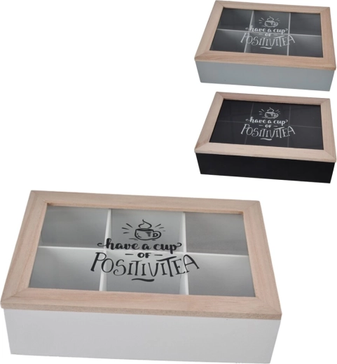 Dřevěný box na čaj 24 × 17 × 7 cm (3 varianty)