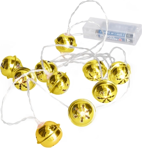 Solight LED vánoční řetěz s rolničkami 10 LED zlatý 1,5 m na baterie
