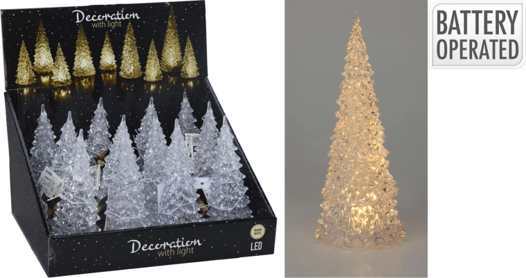 Dekorační LED stromek z akrylu 17 × 7 cm, teplá bílá