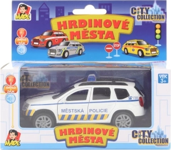 Policejní auto městské policie se světlem a zvukem