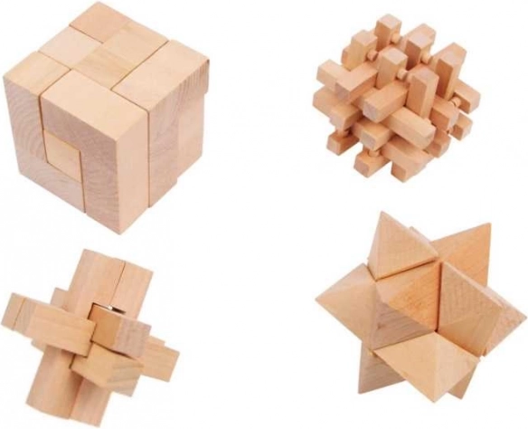 Dřevěné Hlavolamy Set 4 ks