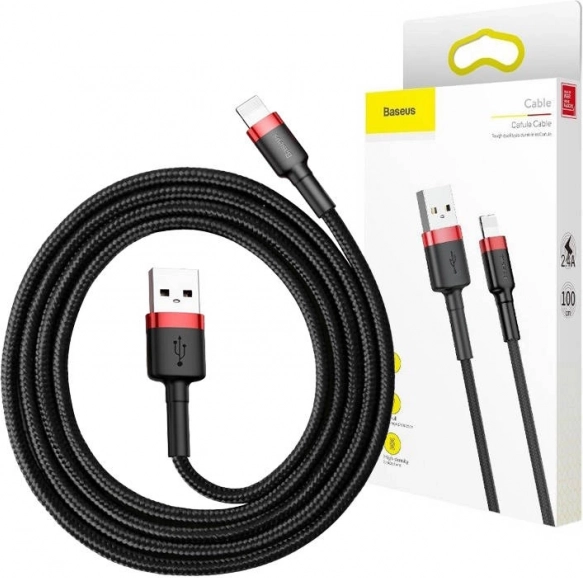 Baseus Cafule USB–Lightning kabel 3 m, 2 A (černo‑červený)