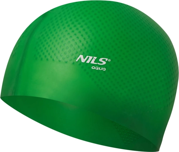 Silikonová plavecká čepice NILS Aqua NQC Dots zelená