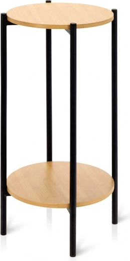 Kulatý kovový odkládací stolek se dvěma deskami 31 × 31 × 61 cm - 1 kus