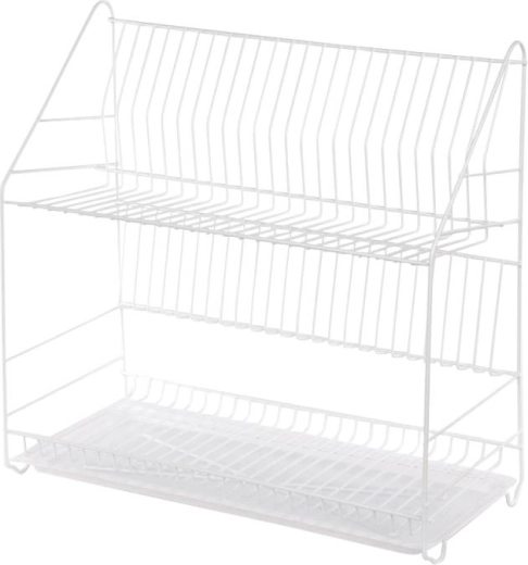 Dvoupatrový odkapávač na nádobí 50 cm bílý
