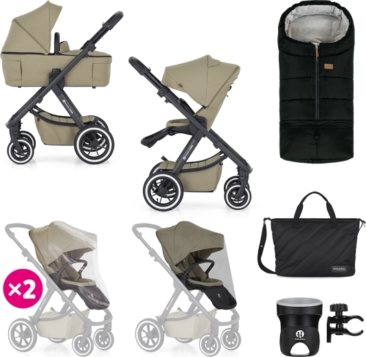 Petite&Mars kombinovaný kočárek Icon 2v1 Mossy Green XXL Air