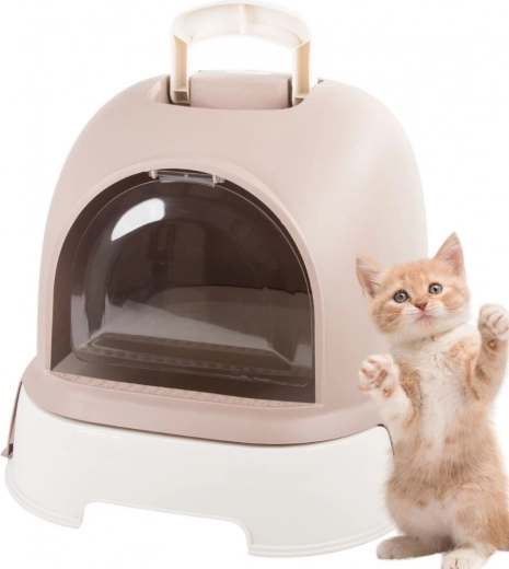 Uzavřená kočičí toaleta s výsuvnou vaničkou a filtrem