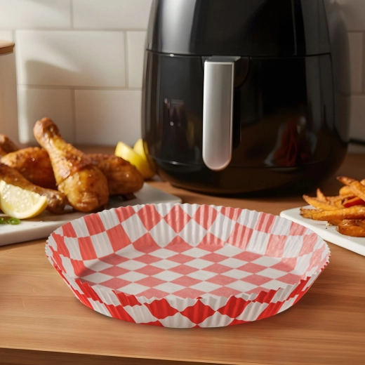 Papír na pečení do horkovzdušné fritézy, kostkovaný, kulatý, 23 cm, 50 ks