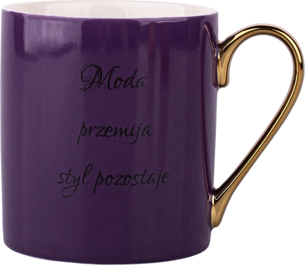 Fialový hrnek se sentencí se zlatým uchem 300 ml