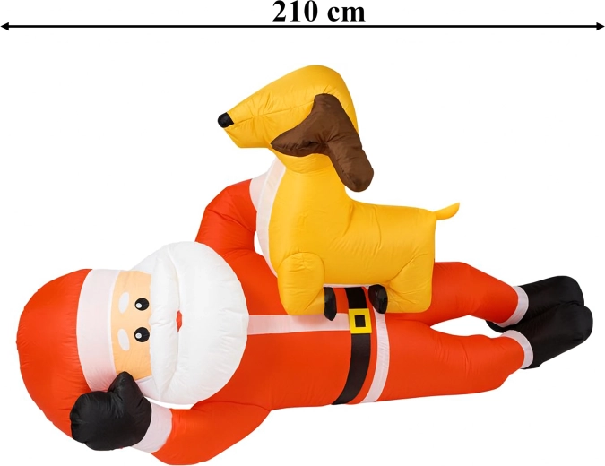 Nafukovací Santa s sobem 210 cm s LED podsvícením