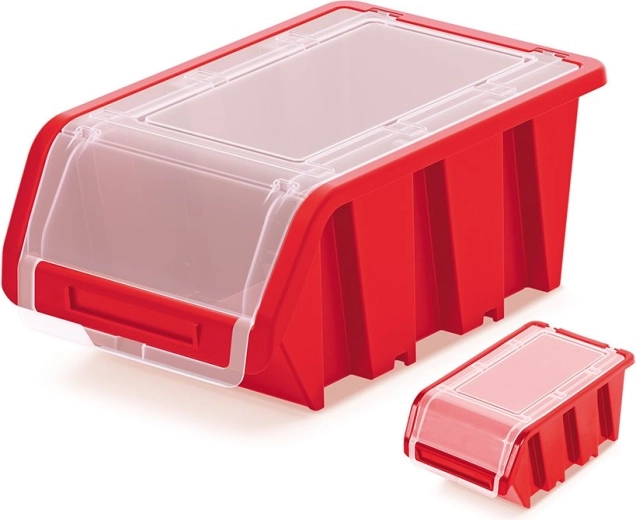 Plastový uzavíratelný úložný box TRUCK PLUS 230 × 160 × 120 mm, červený
