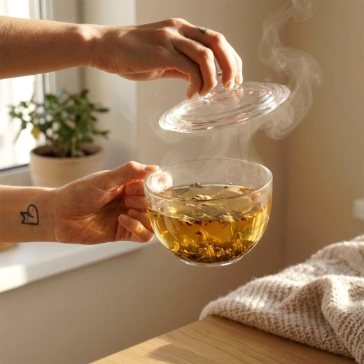 Udržení teploty a aroma díky skleněnému víčku