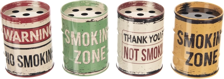 Plechový popelník Smoking 8 cm (mix 4 dekorů)
