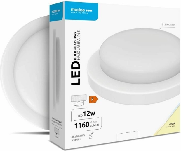 Kulaté nástěnné/stropní LED svítidlo Modee Bulkhead 12 W 4000 K, bílé