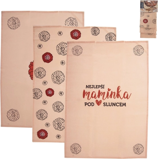 Kuchyňské bavlněné utěrky „Nejlepší maminka“ (3 ks)