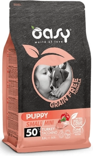 Oasy Grain Free Puppy Small/Mini krmivo s krůtou 2,5 kg