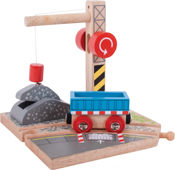 Dřevěná hračka jeřáb s vagónkem Bigjigs Rail pro děti
