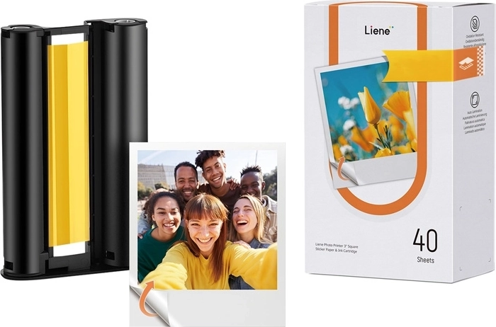 Samolepicí fotografický papír Liene Amber 3×3" (40 listů + kazeta)