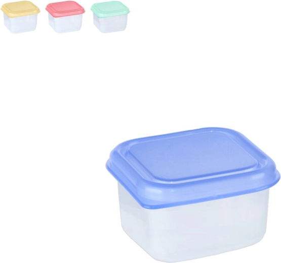 Mini čtvercová plastová dóza 0,1 l – barevný mix