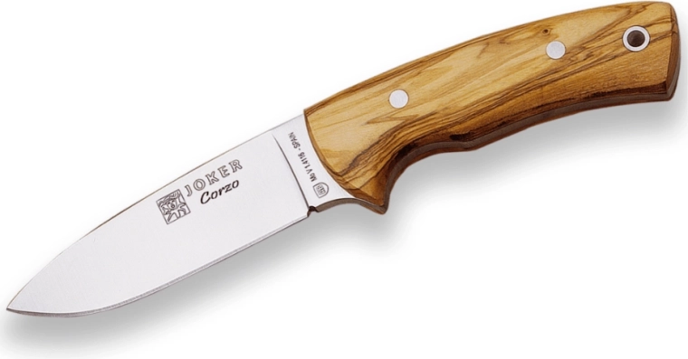 lovecký nůž Joker Corzo 10 cm, olivové dřevo, kožené pouzdro