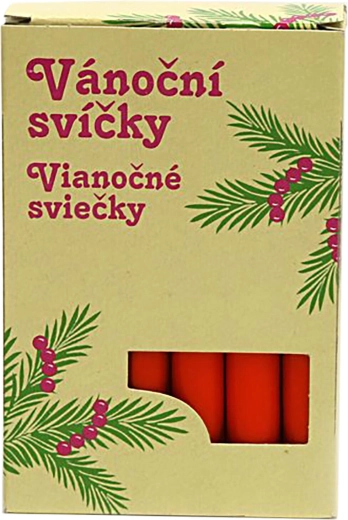 Červené nestékavé svíčky na vánoční stromek - 12 ks