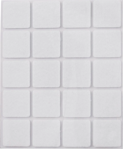 Filcové samolepicí podložky pod nábytek 20 ks, bílé 25 × 25 mm