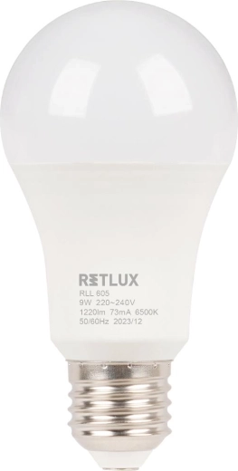 LED žárovka RETLUX A60 E27 9 W denní bílá