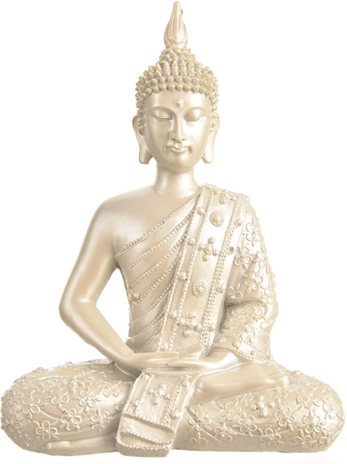 Stříbrná soška Buddha z polystonu 27 cm