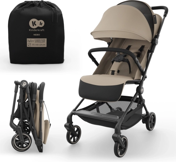 KINDERKRAFT Nebo Soft Beige cestovní sportovní kočárek do letadla