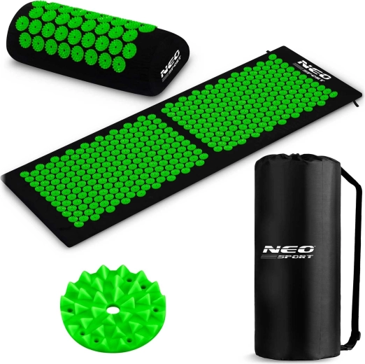 Akupresurní podložka s hroty Neo Sport černo-zelená (set s polštářem a taškou)