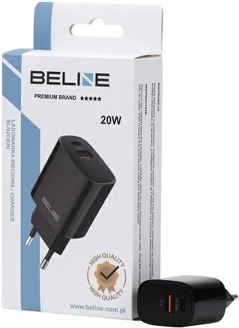 Černá nabíječka 20W s USB-C + USB-A
