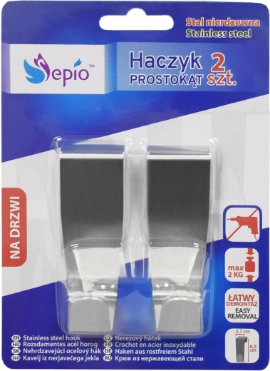 Nerezový háček na zásuvku 2,7 × 2,7 × 6,5 cm (2 ks)