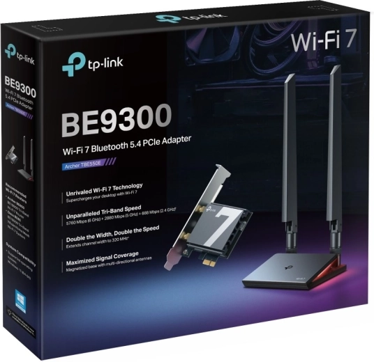 Třípásmová rychlost Wi‑Fi 7 až 9300 Mb/s
