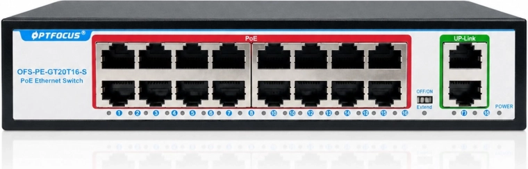PoE switch Renew Force se 16 PoE porty a 2 uplink porty