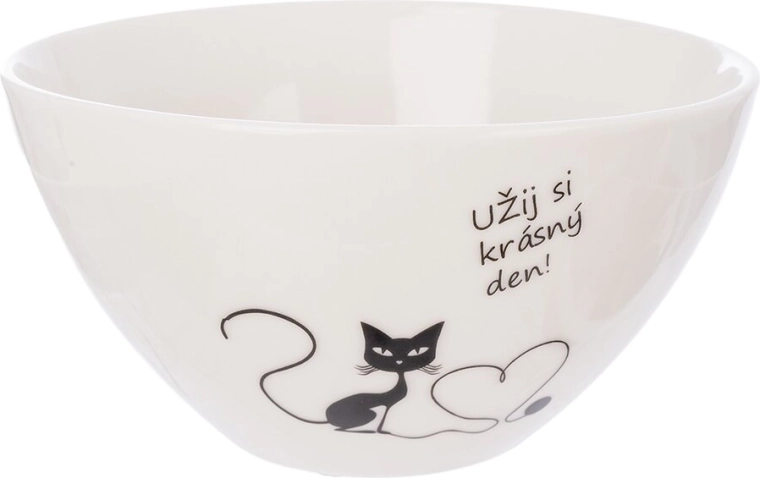 Porcelánová miska s kočkou a nápisem „užij si…“ 460 ml