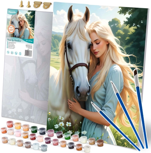 Malování podle čísel 40×50 cm – portrét ženy s koněm Massido