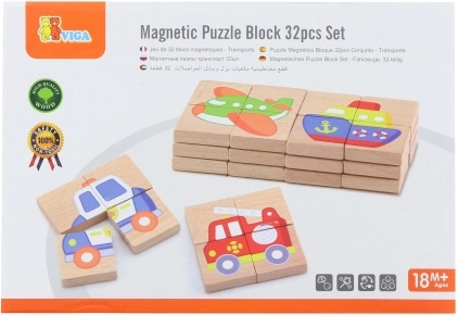 Magnetická Dřevěná Puzzle Viga - Dopravní Prostředky FSC Certifikát
