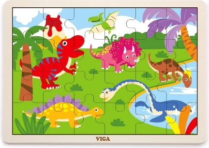 Dřevěné puzzle dinosauři 24 dílků