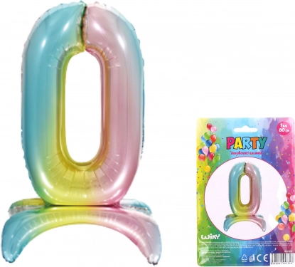 Nafukovací fóliový balónek číslo 0 duha 80 cm