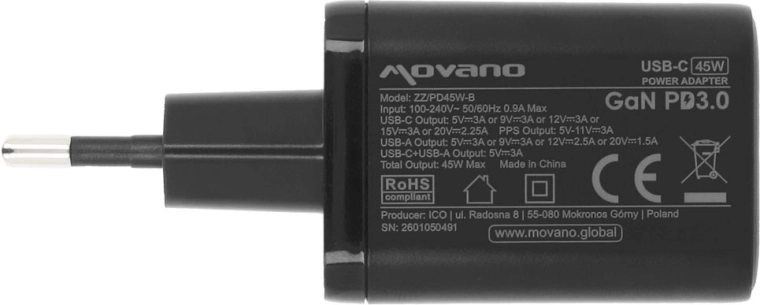 Rychlé nabíjení až 45 W (USB-C PD 3.0 + PPS)