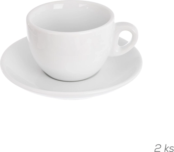 Porcelánový šálek na cappuccino s podšálkem Mona, 2 ks, 210 ml