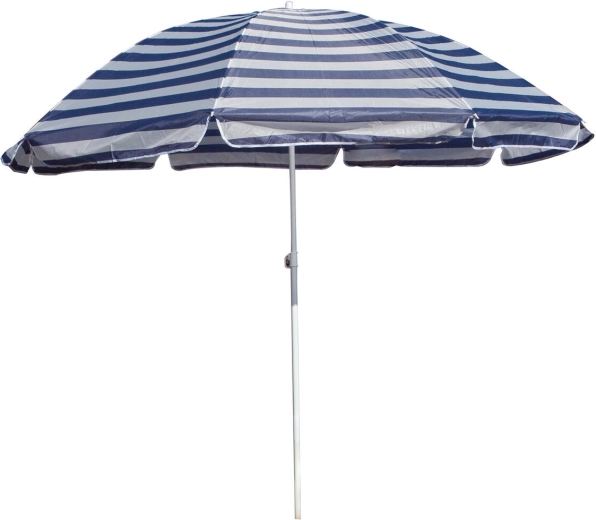 Plážový slunečník modrobílý pruhovaný 190/230 cm