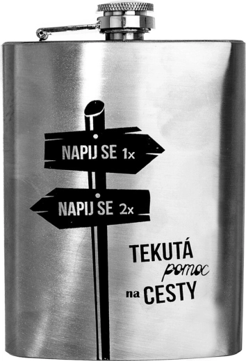 Nerezová kapesní placatka Tekutá pomoc na cesty 240 ml