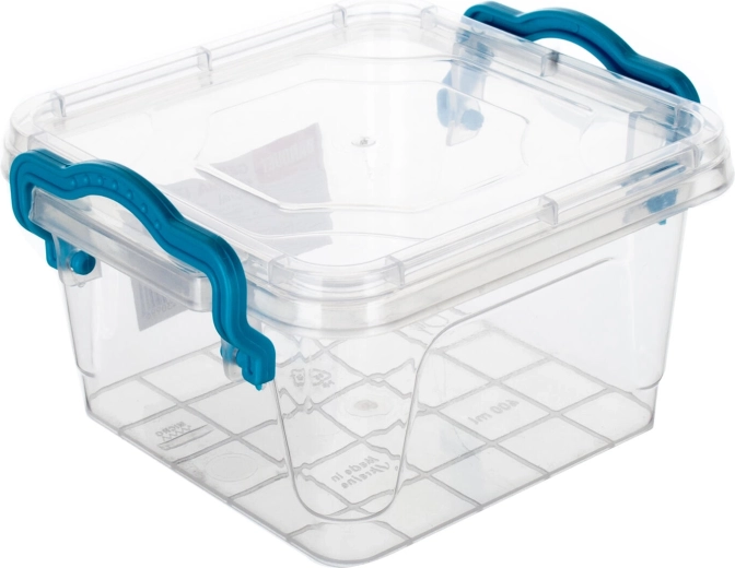 Dóza Gema čtvercová 0,4 l s tyrkysovými madly