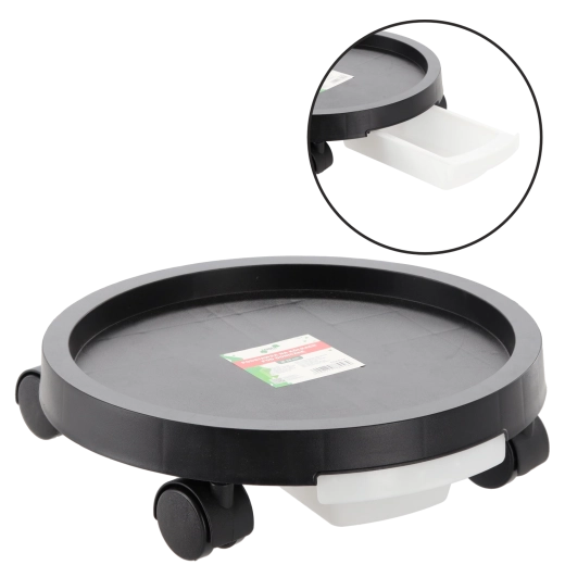 Kulatý pojízdný podstavec pod květináč 40 cm s odkapávací miskou