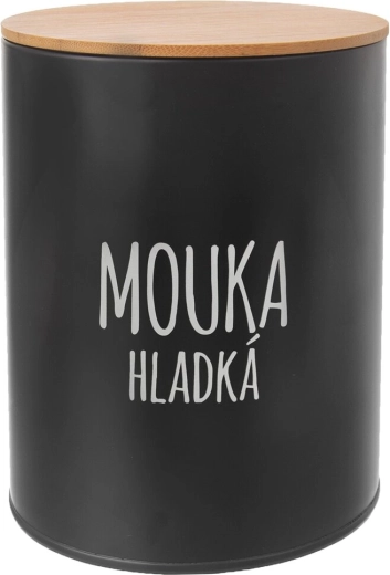 Dóza na hladkou mouku černá s bambusovým víkem
