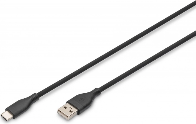 Silikonový kabel USB-A na USB-C, USB 2.0 60W, 2m černý