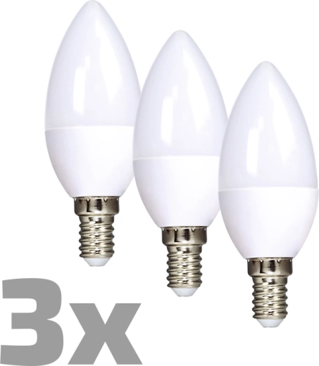 Ecolux led žárovka svíčka e14 6 w 3000 k 450 lm - 3 ks