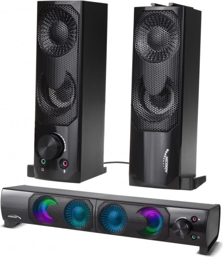 Audiocore stereofonní počítačové reproduktory 2.0 se soundbarem a RGB