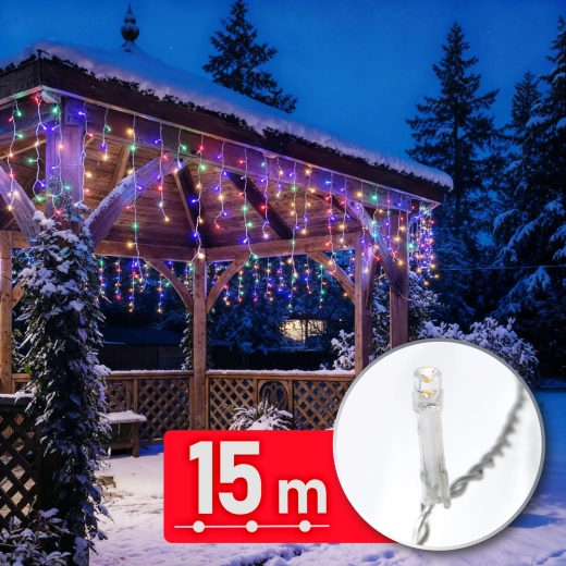 Barevný LED světelný řetěz 15 m, 600 LED